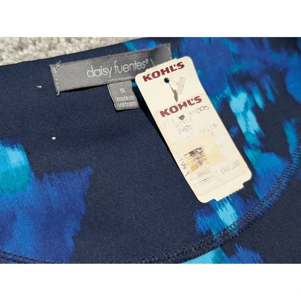 Daisy Fuentes Blue Floral Shift Dress Long Sleeve Evening Blue Combo Small NWT - Picture 2 of 8